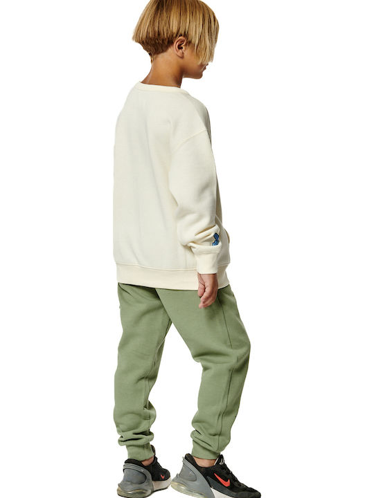 Kids Sweatshirt with Hood and Pockets Ecru
