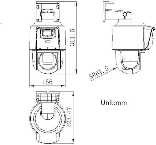 Hikvision TandemVu DS-2SE3C404MWG-E/14 IP Surveillance Camera Full HD+ 4MP Waterproof with Lens 2.8-12mm