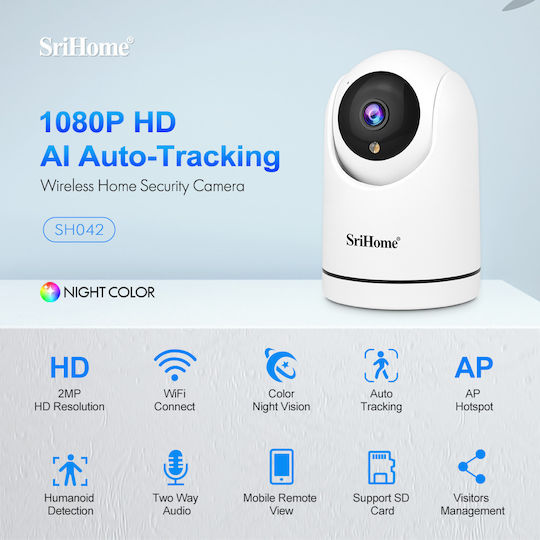 Sricam SH042 IP Κάμερα Παρακολούθησης Wi-Fi Full HD 1080p με Αμφίδρομη Επικοινωνία και Φακό 4mm