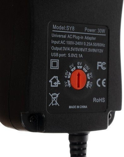 Universal Power Adapter Adjustable Voltage 3 to 30W with Plug Set (AT02426)