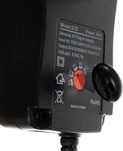 Universal Power Adapter Adjustable Voltage 3 to 30W with Plug Set (AT02426)