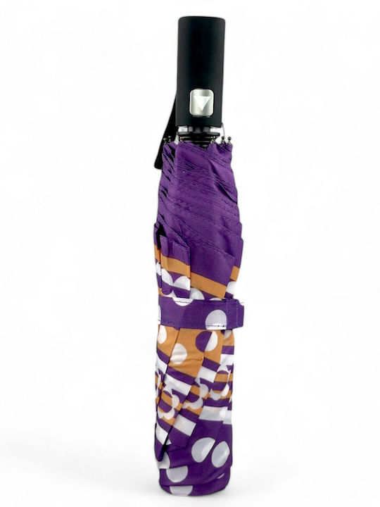Iris Rezistent la vânt Automat Umbrelă de ploaie Compact Violet