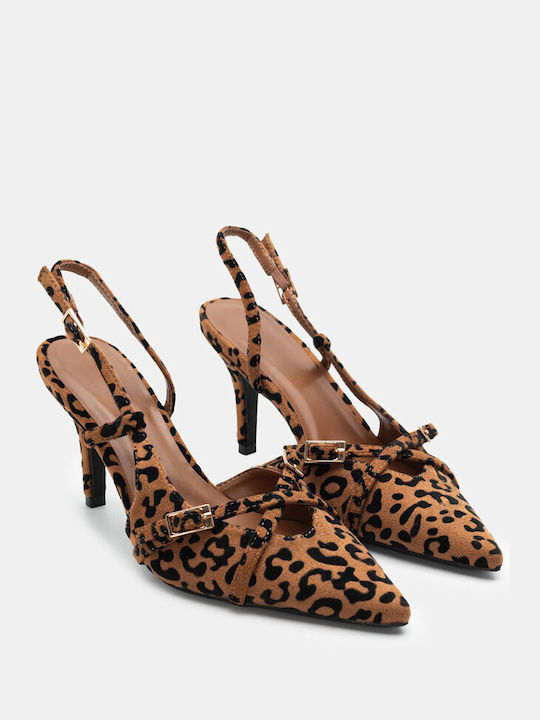 Luigi Pointed Toe Leopard High Heels with Strap