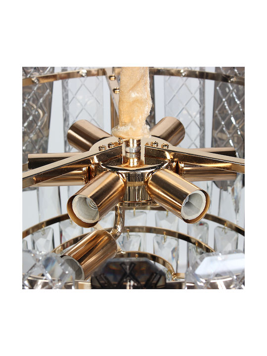 Globobox Kronleuchter 8xE14 Ø47cm mit Kristallen Gold 510119