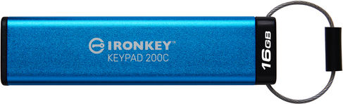 Kingston IronKey Keypad 200C 16GB USB 3.2 Stick cu conexiune USB-C Albastru
