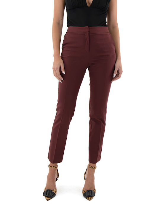 MY T Pants Women My T Wearables Women's High-waisted Capri Chino Trousers in Slim Fit BORDO