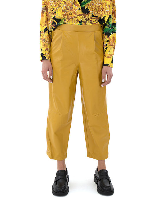 MY T Women's High-waisted Fabric Trousers Yellow (mustard) MY T Women's High-waisted Fabric Trousers Yellow (mustard)