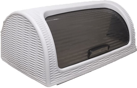 Homeplus Кутия за хляб с капак Пластмаса Бяла 41x26x18см
