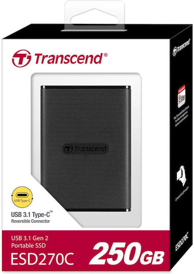 Transcend ESD270C USB 3.1 / USB-C Εξωτερικός SSD 250GB 2.5" Μαύρο