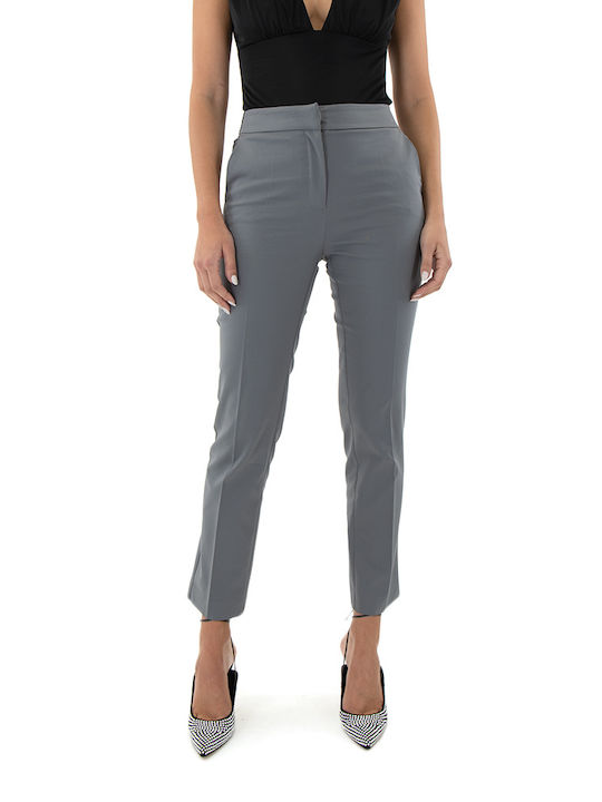 MY T Pants Women My T Wearables Women's High-waisted Capri Chino Trousers in Slim Fit Grey