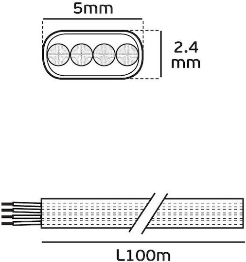 VK Lighting Flat Telephone Cable Unterminated 1m Black (16145-002639)