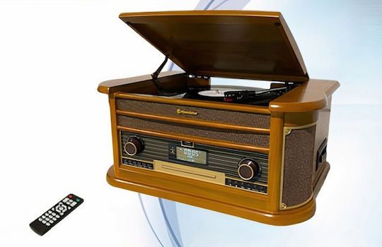 Roadstar HIF-1996D+BT Turntables with Preamp and Built-in Speakers Brown