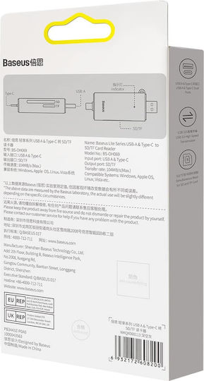 Baseus Lite Series Card Reader USB 3.0 Type-C για SD Γκρι