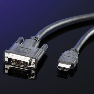 Roline Кабел DVI-D мъжки - HDMI мъжки 5м Черен (11.04.5552)