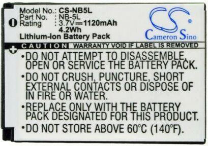 Cameron Sino Μπαταρία Φωτογραφικής Μηχανής /-nb5l SB7625 1120mAh