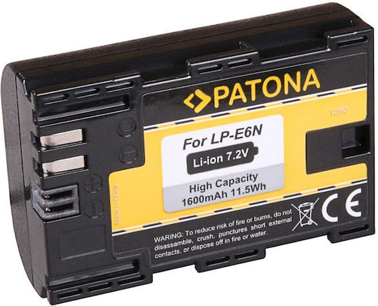 Patona Camera Battery LPE6N EOS 80D 7D 70D 6D 60D Mark II Mark III R5D EOS R 1600mAh