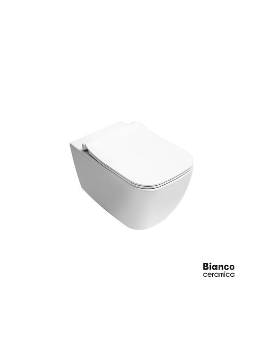 Bianco Ceramica Remo RM 11500 Λεκάνη Κρεμαστή Rimless με Slim Κάλυμμα Soft Close Λευκό Ματ Bianco Ceramica Remo RM 11500 Λεκάνη Κρεμαστή Rimless με Slim Κάλυμμα Soft Close Λευκό Ματ
