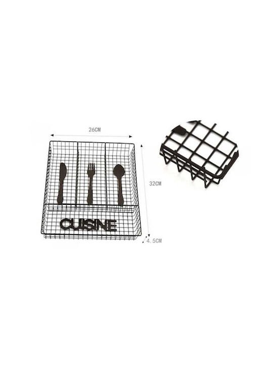 Tpster Besteckeinsatz für Schubladen Metallisch 32x26x4,5cm Schwarze