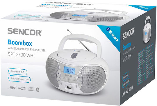 Sencor Tragbares Radio-CD-Spieler mit Radio USB Bluetooth Transparent