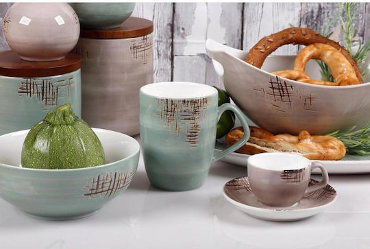 Cryspo Trio Country Fruit Bowl Porcelain Green 32.5x23x13cm