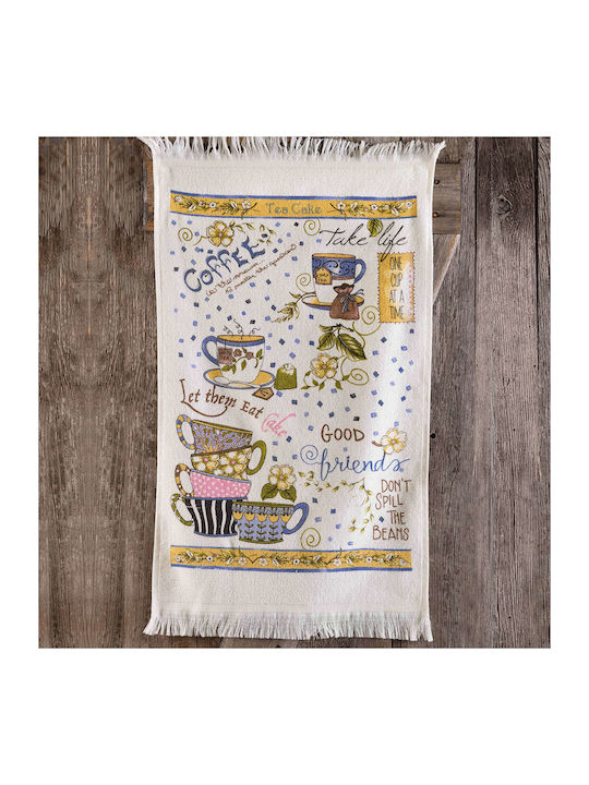 Rythmos Tea & Cake Towel from 100% Cotton in White Color 40x60cm