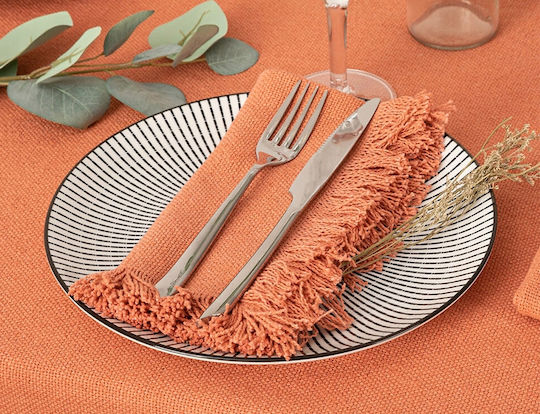 Atmosphera Maha Kitchen Towel Made of 100% Cotton in Orange Colour 40x40cm 2 Pieces