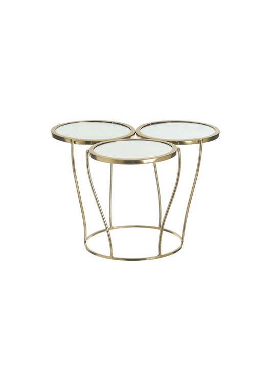 Inart Metallic Dessert Divided Serving Plate with 3 Slots Gold Ø30cmxY20cm