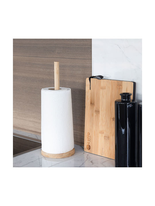 Sidirela Βάση για Χαρτί Κουζίνας Ξύλινη Καφέ 12x12x33cm E-3777