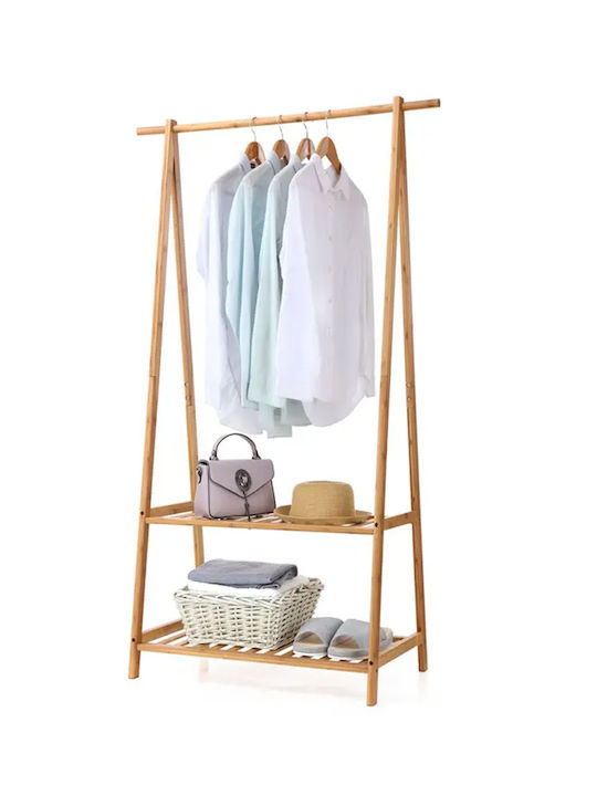 Sidirela Floor Garment Rack made of Wood Brown 90x43x152cm