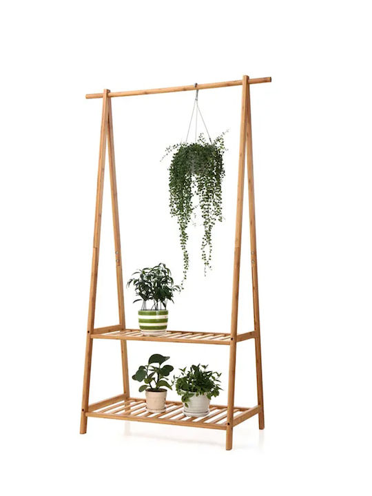 Sidirela Floor Garment Rack made of Wood Brown 90x43x152cm