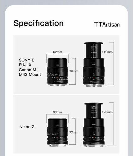 TTArtisan Crop Camera Lens 40mm F/2.8 Macro for Micro Four Thirds (MFT) Mount Black