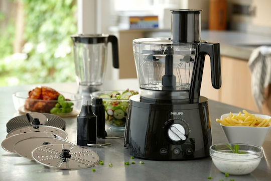 Philips Avance Collection Multifunctional Food Processor 1300W with Pot 3.4lt and Jug Blender Black
