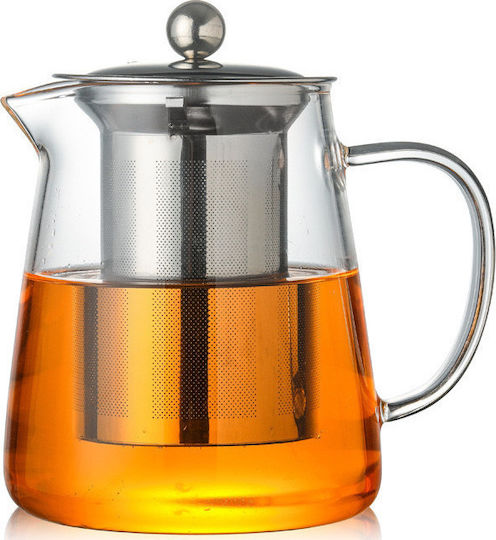 Tea Set with Mug and Glass Transparent Filter 950ml 5 Pieces