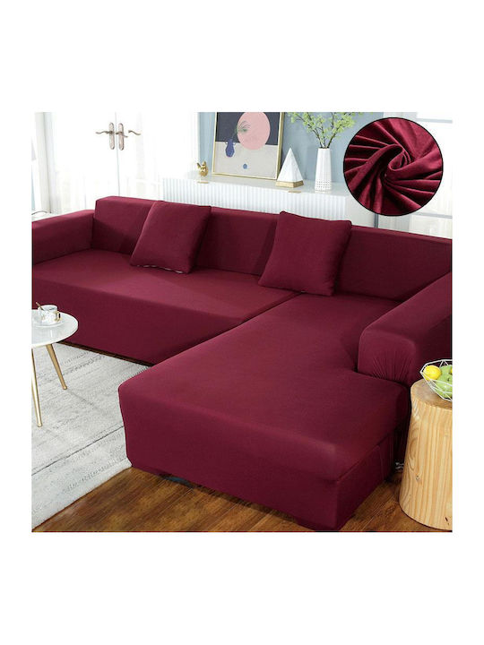 Elastic Cover for Corner Sofa Bordeaux 1pcs