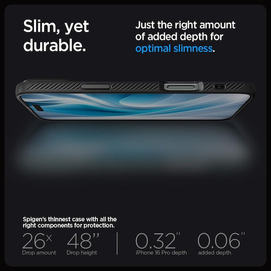 Spigen Liquid Air Umschlag Rückseite Silikon 0.3mm Matte Black (iPhone 17 Pro / iPhone 16 Pro)
