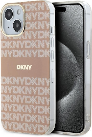 DKNY Repeat Pattern Tonal Stripe Back Cover Plastic / Silicon Roz (iPhone 15)