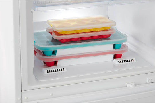 Lekue Silicone Ice Cube Tray Rectangular 14 Slots with Lid Red 882388