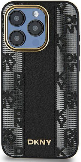 DKNY Leather Checkered Mono Pattern Magsafe Back Cover Δερματίνης / Δερμάτινο Μαύρο (iPhone 15 Pro)