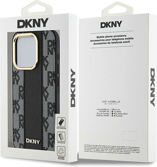 DKNY Leather Checkered Mono Pattern Magsafe Back Cover Δερματίνης / Δερμάτινο Μαύρο (iPhone 15 Pro)