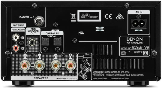 Denon Ηχοσύστημα 2.0 D-M41DAB RCDM41DAB+SCM41 60W με CD / Digital Media Player και Bluetooth Black/Walnut