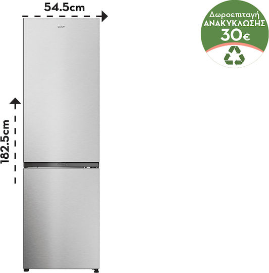 Candy Fridge-Freezer 279lt NoFrost H182.5xW54.5xD60.2cm Inox CNCQ2T518EX