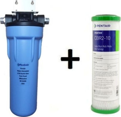 Pentair 3GSL Single Water Filtration System Single Under Sink / Central Supply Micron ½" with Replacement Filter Pentek CBR2-10 0.5 μm 5730532096