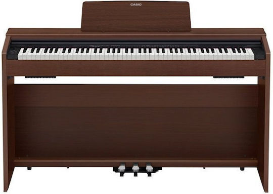 Casio Electric Upright Piano PX-870 Privia Set with 88 Weighted Keys Built-in Speakers and Connection with Headphones and Computer Brown