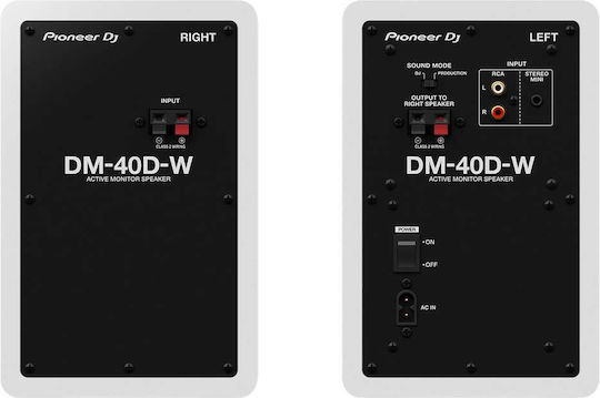 Pioneer DJ DM-40D Ηχεία Studio Monitor 4" 38W (Ζεύγος) Λευκά