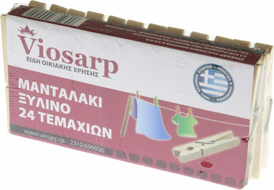 Viosarp Cârlige de rufe din lemn 24buc Maro