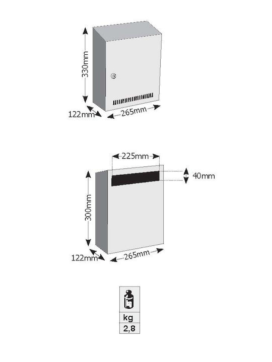 Viometal LTD Milano 206 Γραμματοκιβώτιο Εξωτερικού Χώρου Μεταλλικό σε Λευκό Χρώμα 26.5x12.2x33cm