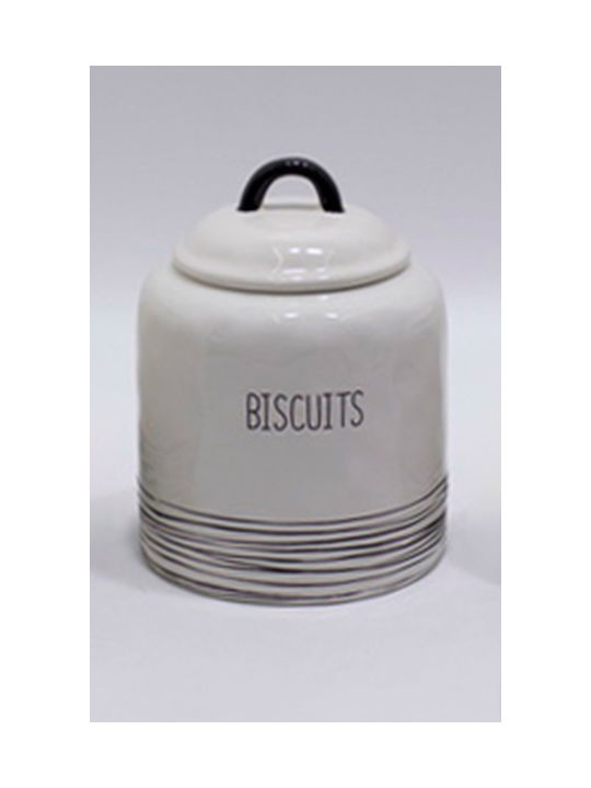Karvounis Ceramic Cookie Jar White 14x14x18.6cm