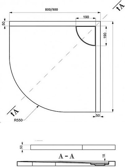 Karag Element 1 Ορθογώνια Ακρυλική Ντουζιέρα 80x80cm Λευκή