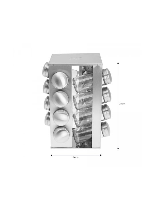 KING Hoff Inox Tabletop Rotating Spice Rack Gray 16pcs