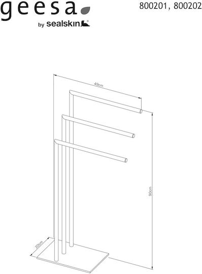 Geesa Καλόγερος Μπάνιου Τριπλός ​90x90cm Μαύρος